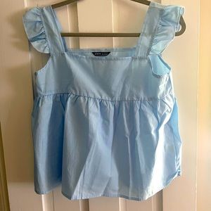 Blue peplum baby doll tank top